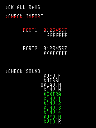 Space Invaders Test ROM Screenshot 1
